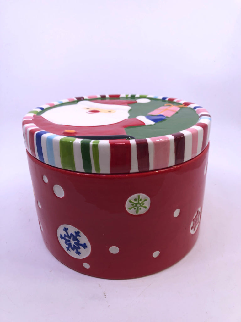 ROUND SANTA COOKIE JAR/ SERVER.