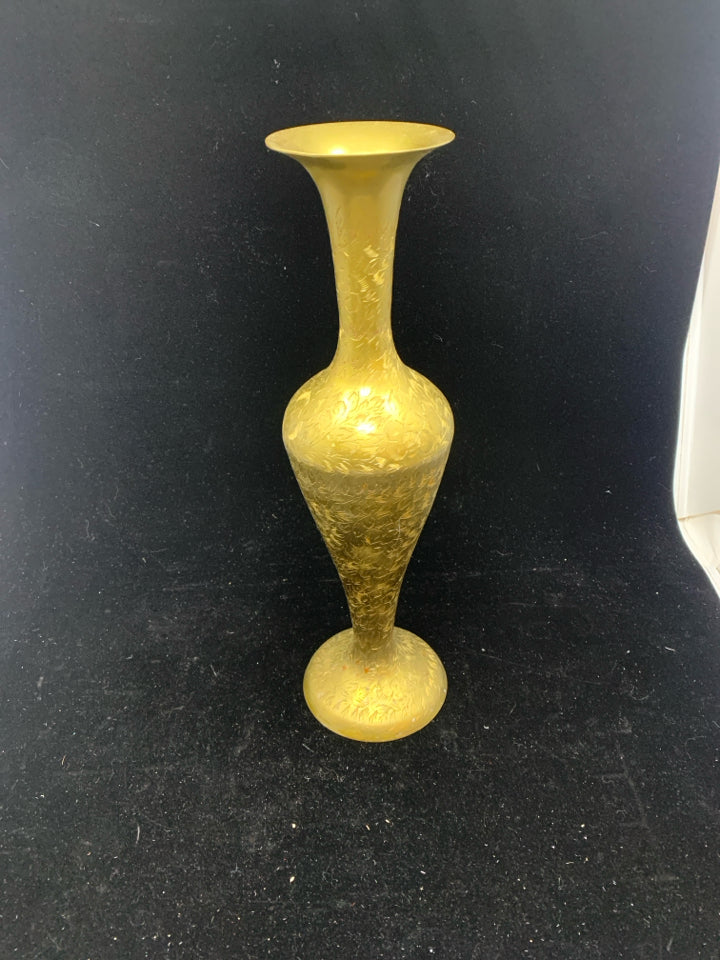 BRASS ETCHED VASE.