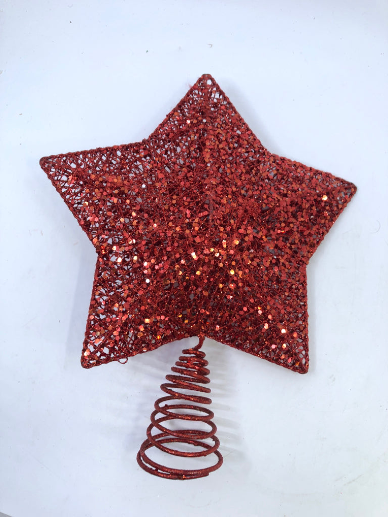 RED GLITTER STAR TREE TOPPER.