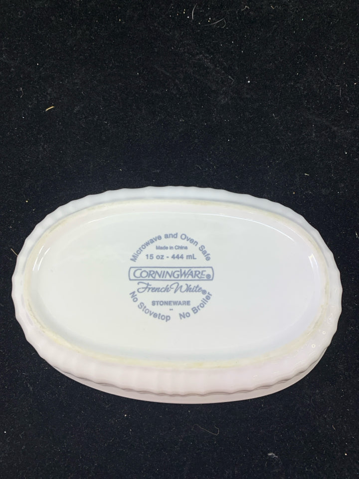 OVAL FRENCH WHITE BAKING DISH-CORNING WARE.