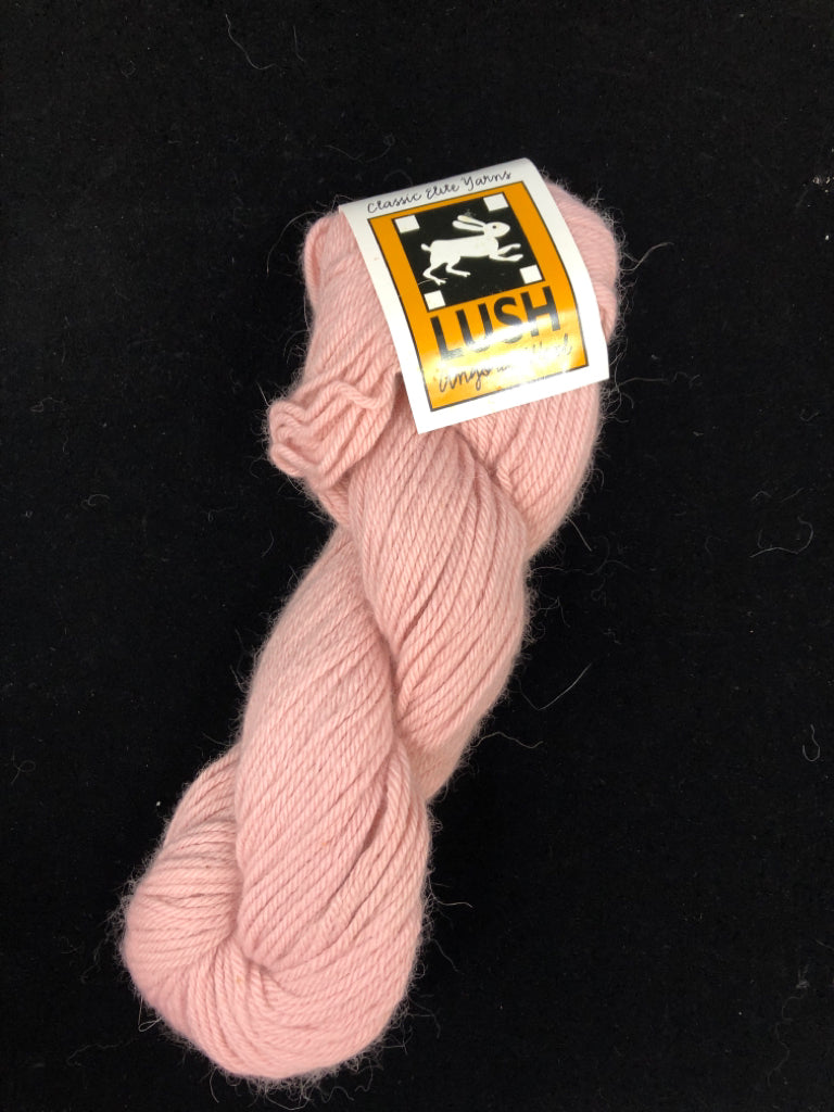 LT PINK LUSH ANGORA WOOL YARN.
