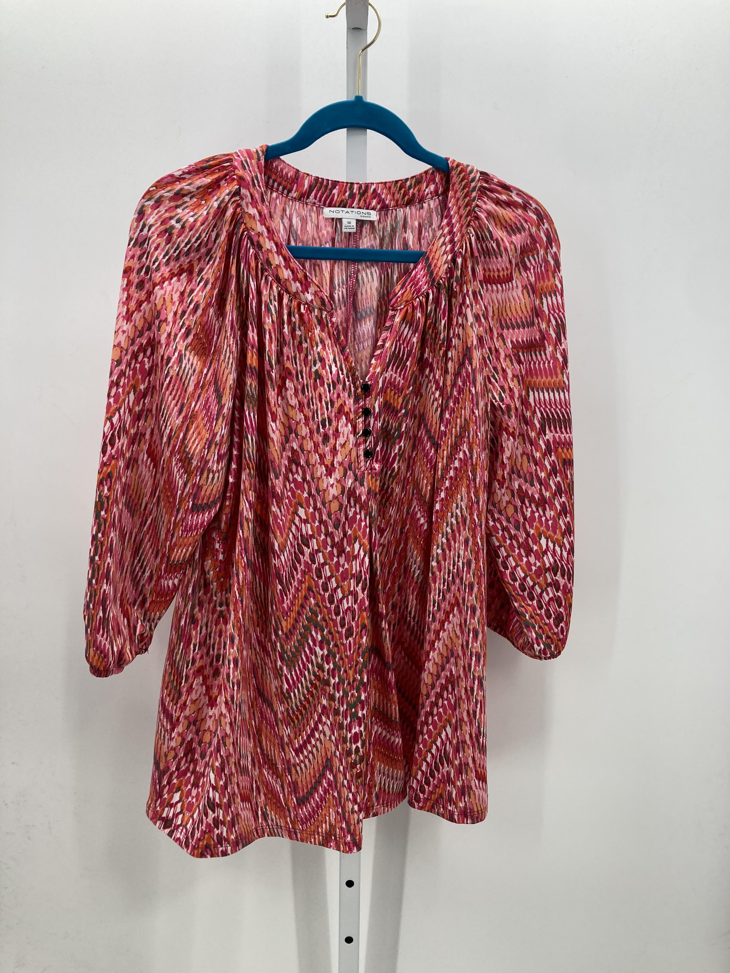 Notations Size 1X Womens 3/4 Sleeve Shirt