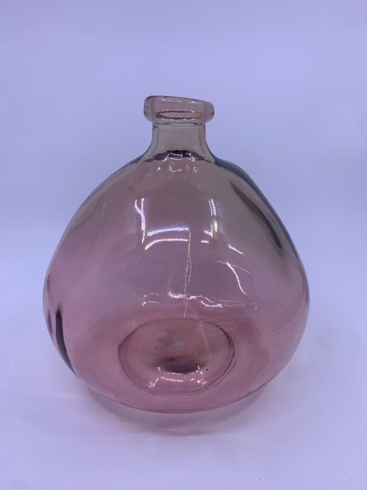 HEAVY BROWN ROUND NARROW NECK VASE.