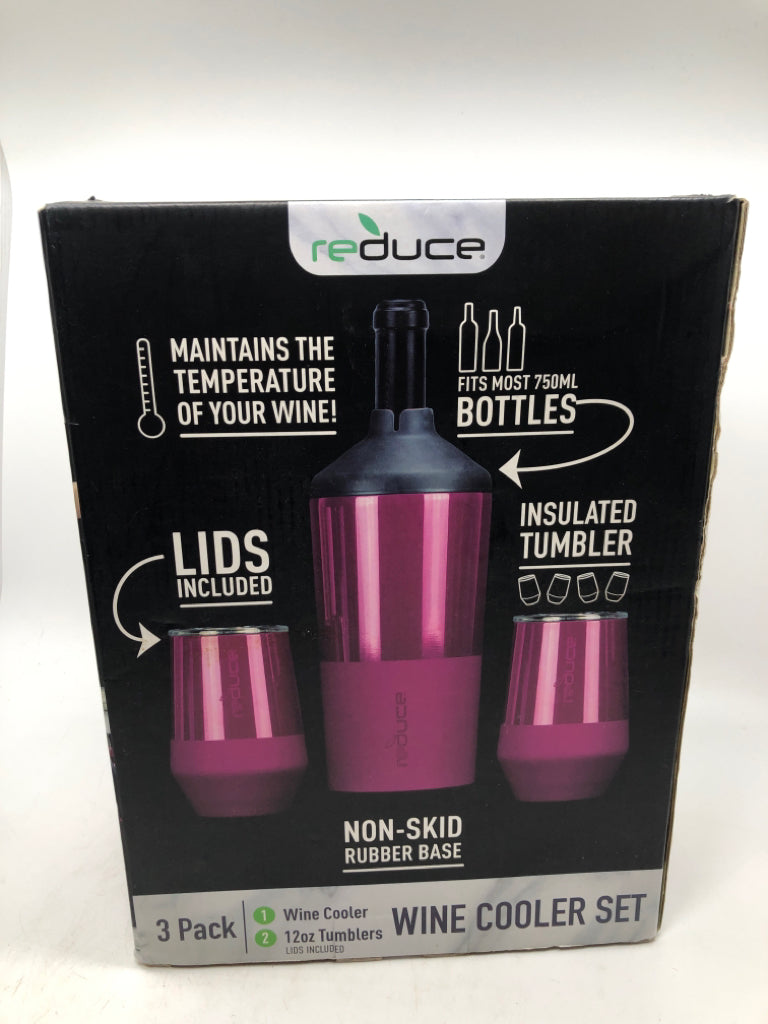 NIP MAROON WINE COOLER SET.