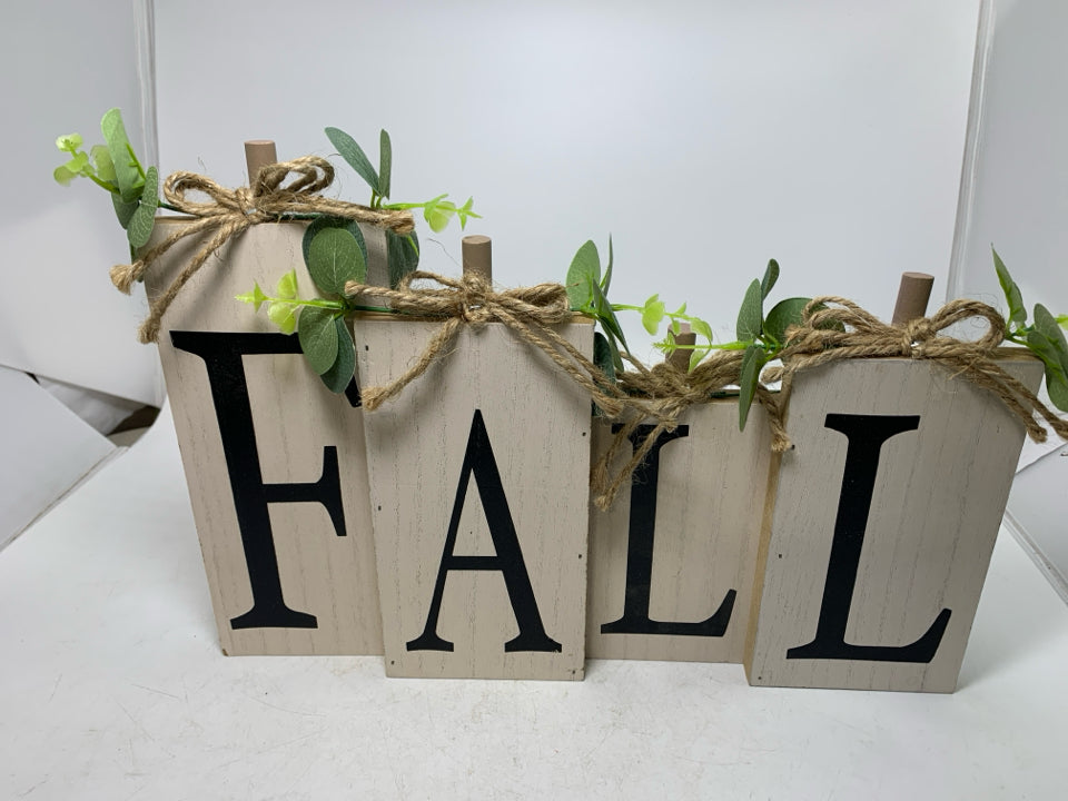 CREAM SIGN "FALL" W/ FAUX GREENERY/ 10 "X 14"