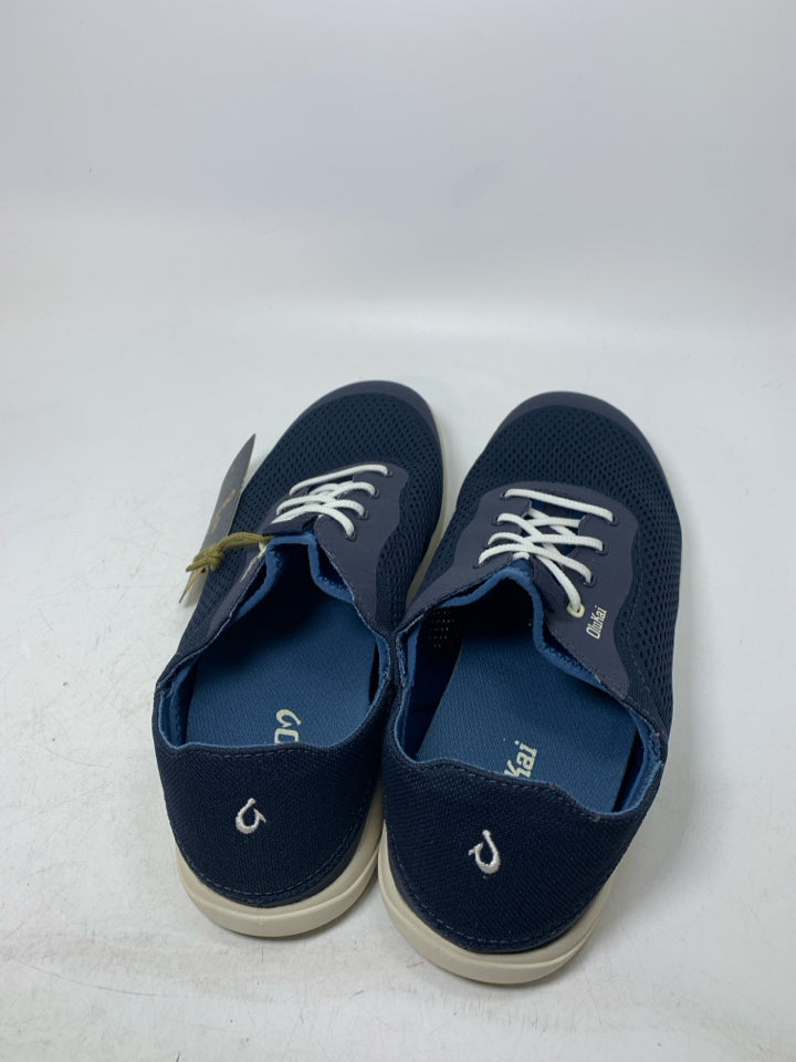 Olukai Moku Pae Trench Blue/Off White Mesh Boat Casual Sneakers- New With Tags