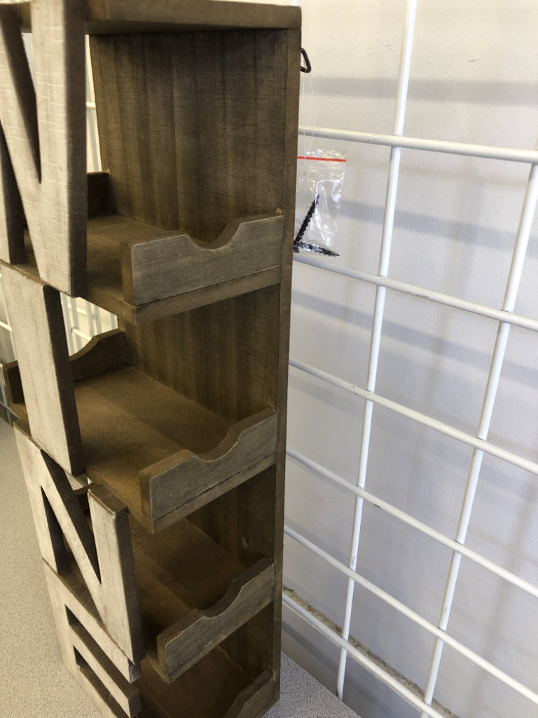 "WINE" WOOD SHELF W/WHITE LETTERS.
