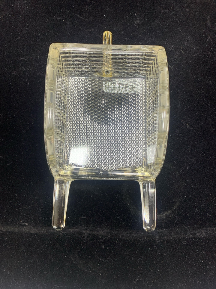 VTG GLASS BASKETWEAVE WHEELBARROW.