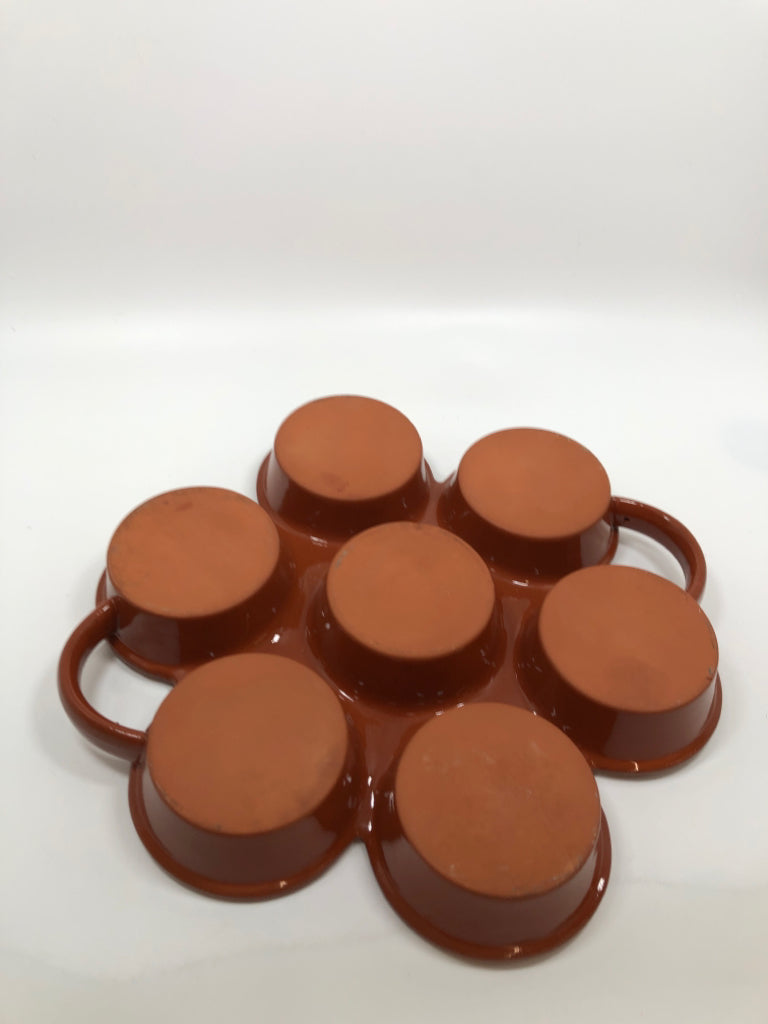 BROWN GLAZE TERRACOTTA ANTIPASTO SERVING PLATTER.