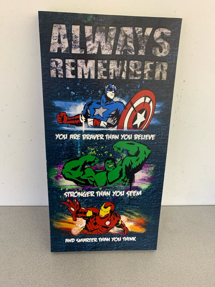 AVENGERS "ALWAYS REMEMBER" WALL HANGING.