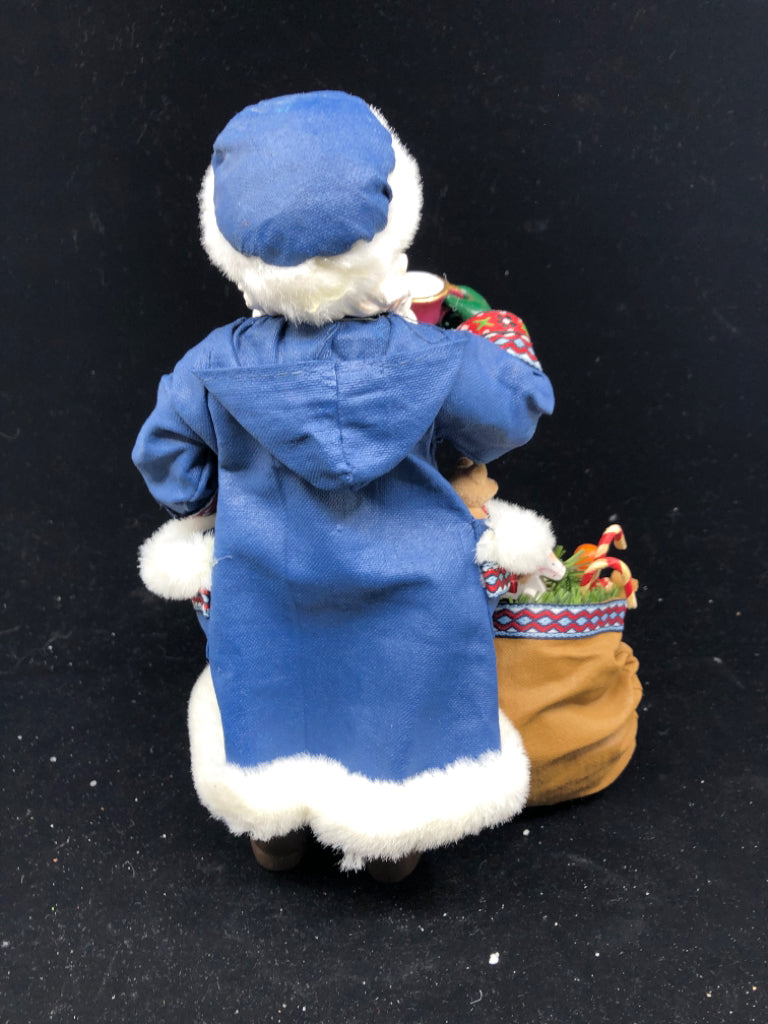 CLOTHTIQUES SANTA IN BLUE ROBE W BOX.