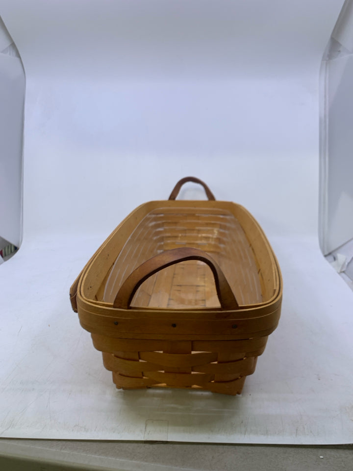 1997 BREAD BASKET W/ PROTECTOR LEATHER HANDLES.