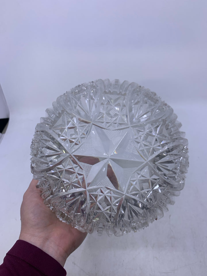 HEAVY CUT CRYSTAL BOWL W/ STAR ON BOTTOM.