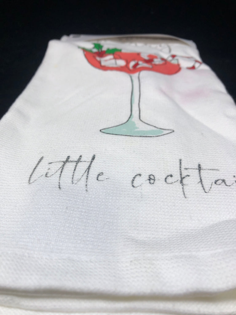 NIP 2 CHRISTMAS COCKTAIL KITCHEN TOWELS.