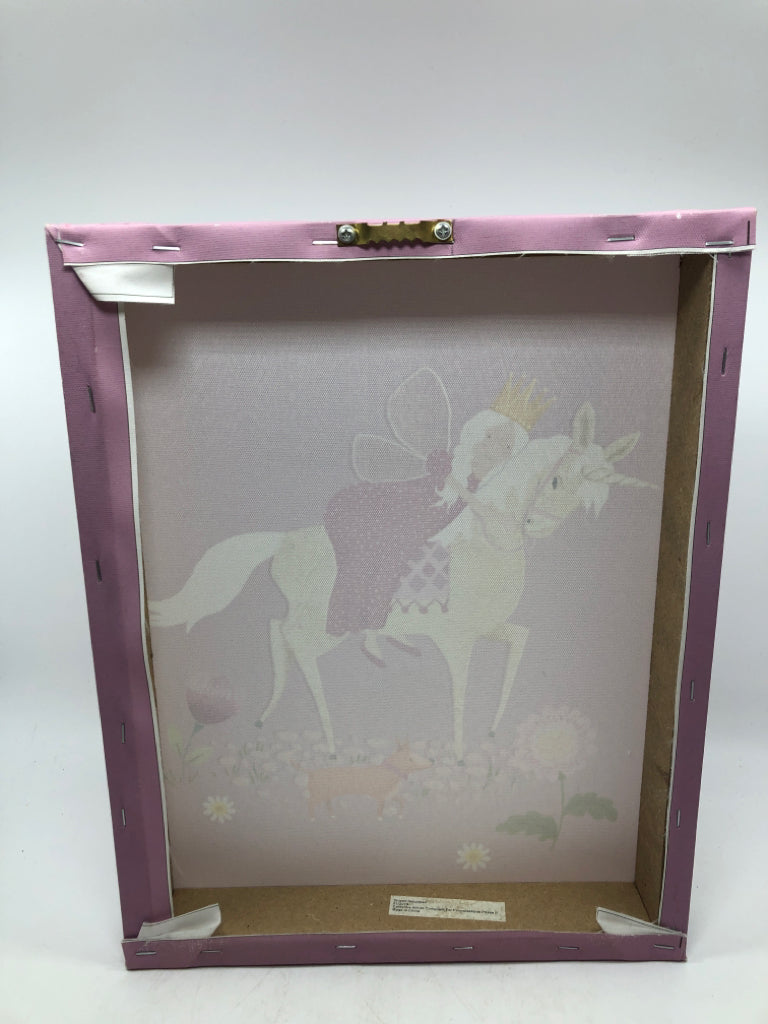PRINCESS ON UNICORN GLITTER CANVAS.