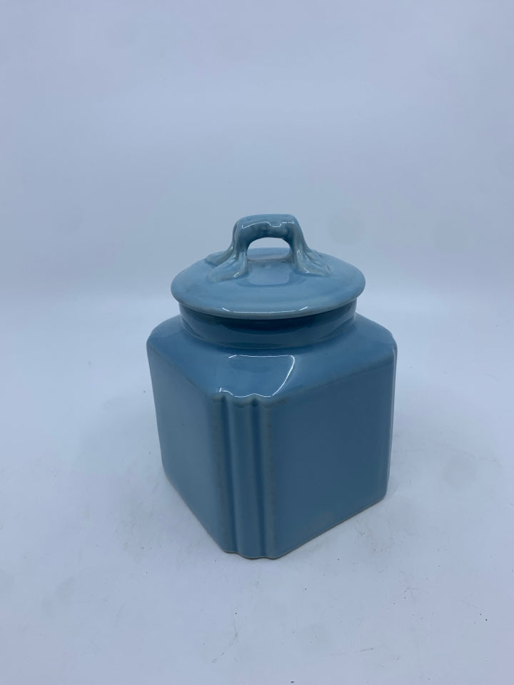 SQUARE BLUE CANISTER.