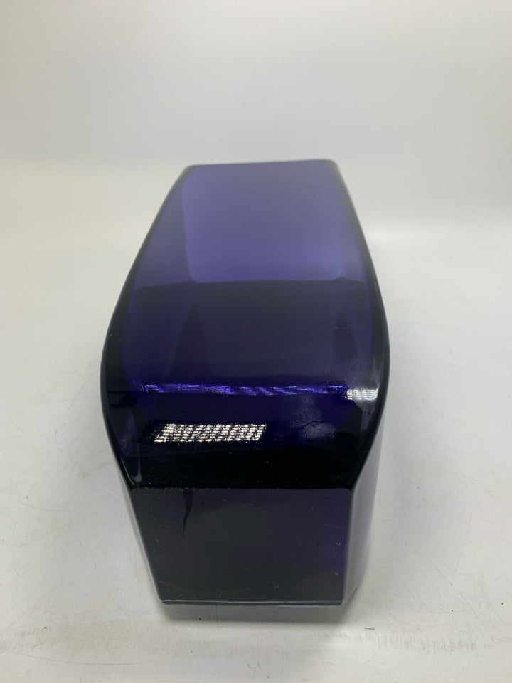 VERY HEAVY LARGE SQUARE GLASS VASE.