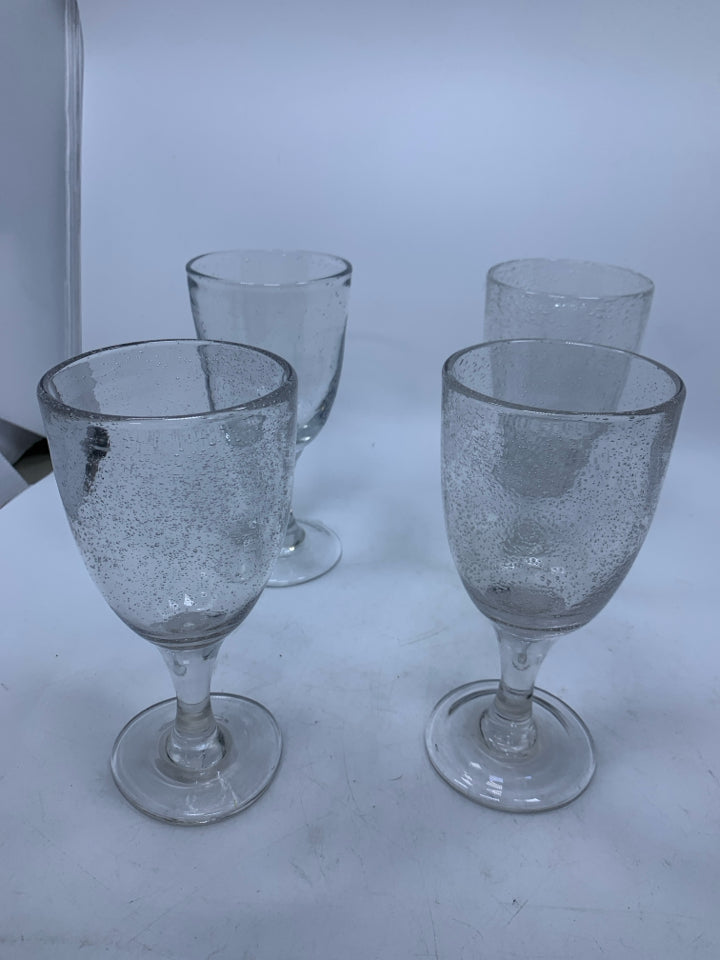 4 CLEAR BUBBLE GOBLETS.