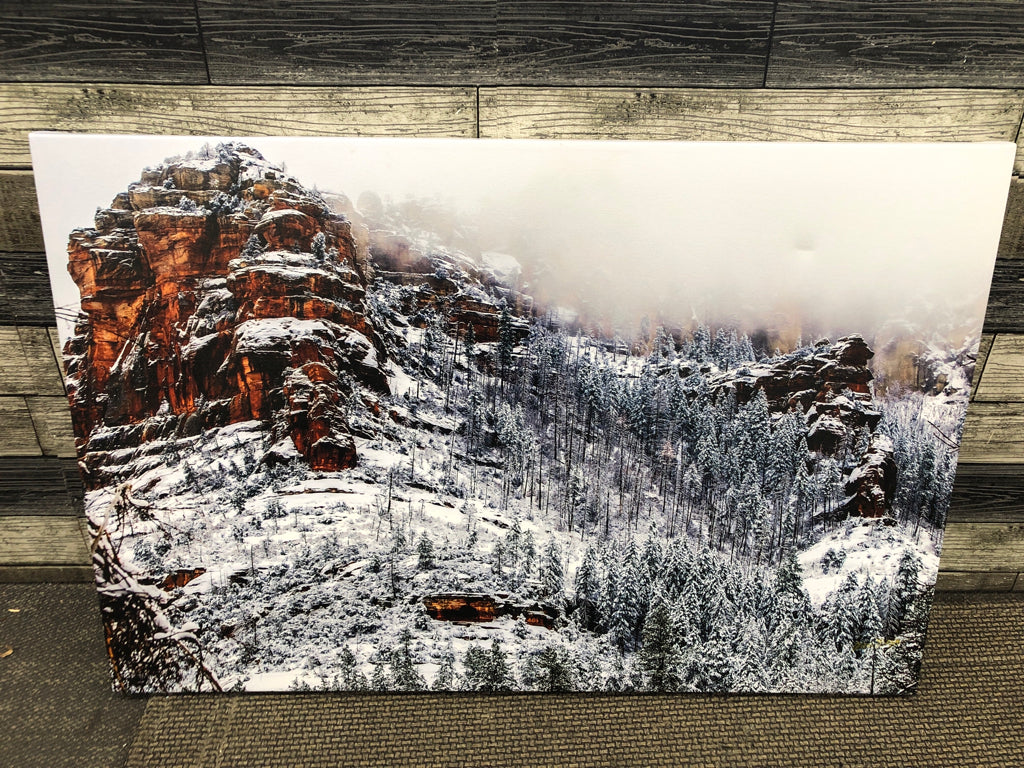 MOUNTAIN TREES CANVAS WALL HANGING.
