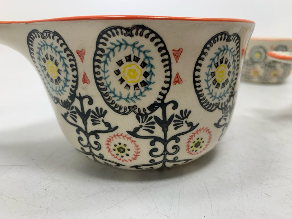 4PC CERAMIC FOLK ART DESIGN CUPS