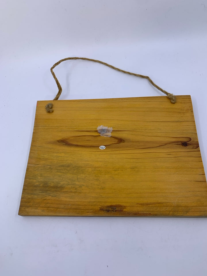 WOOD PLANK W/ LEMONADE PAINTED WALL ART.