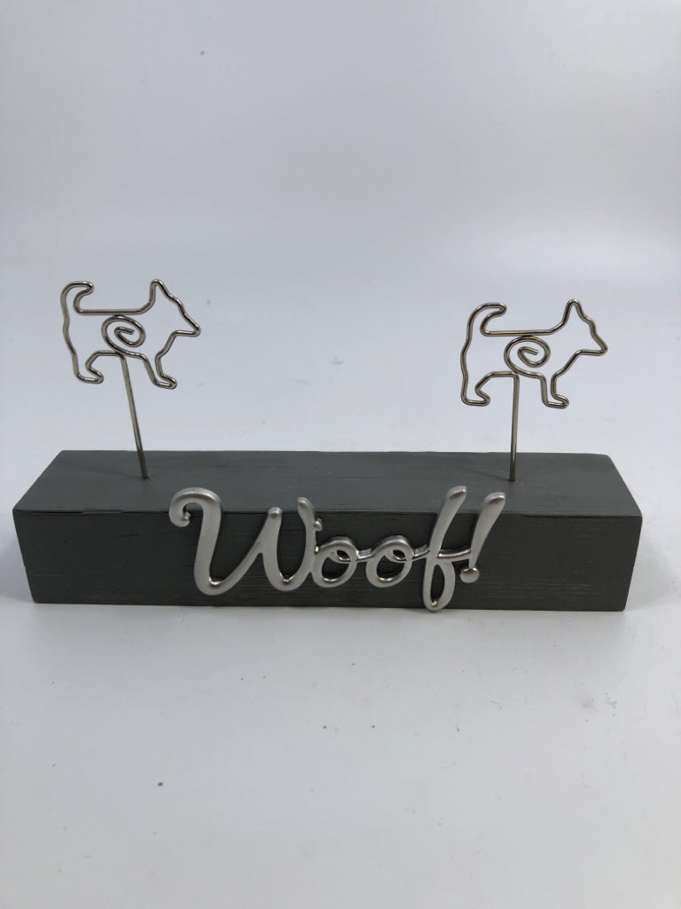 GRAY "WOOF" BLOCK PICTURE HOLDER.
