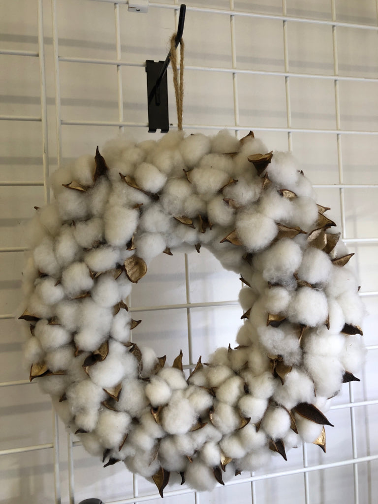 FAUX COTTON STEWS WREATH.