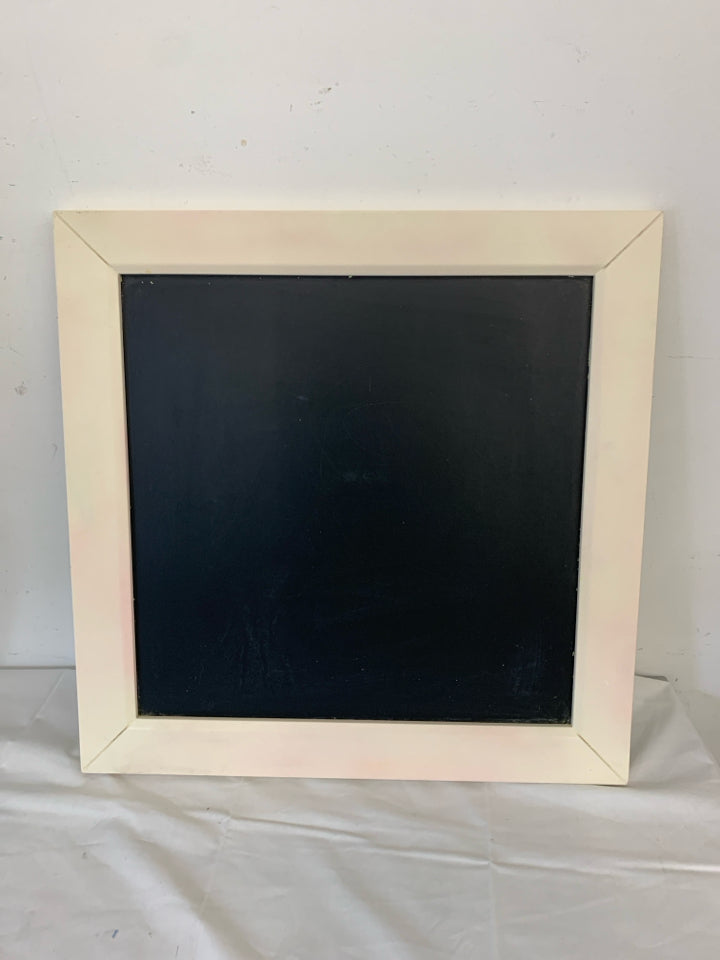 LARGE CHALK BOARD IN WHITE FRAME.