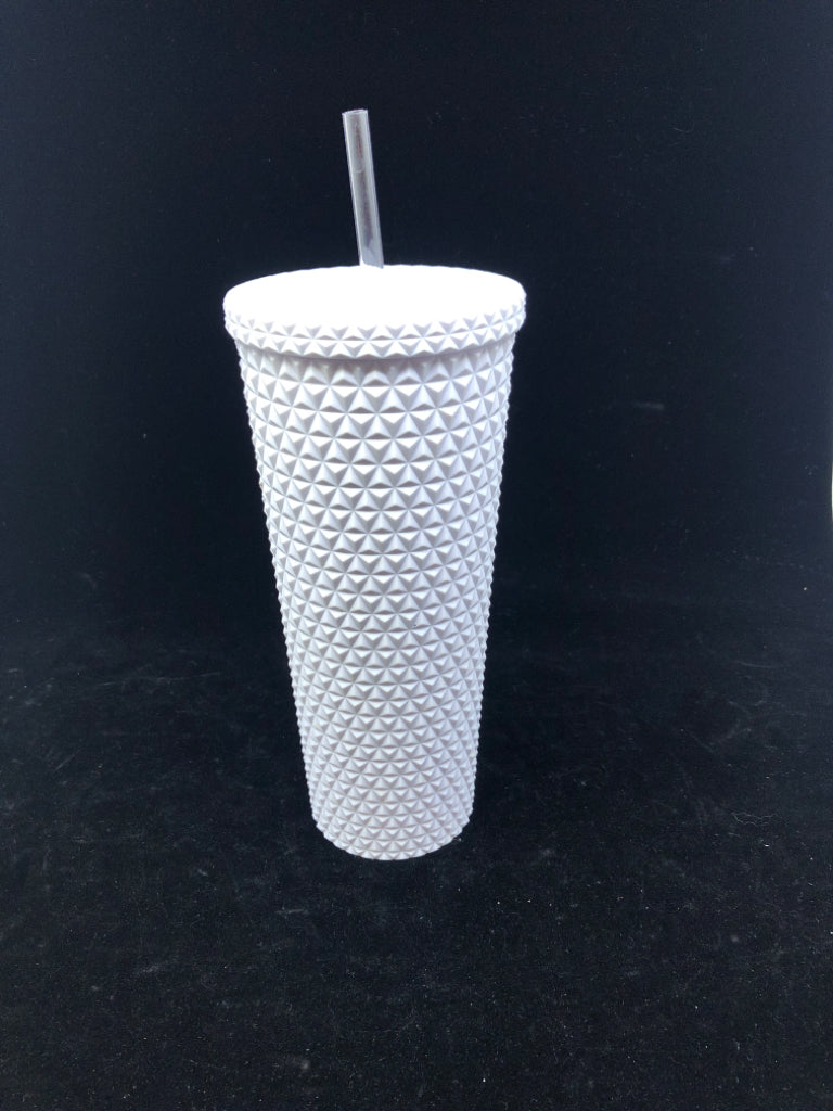 WHITE STUDDED TUMBLER.