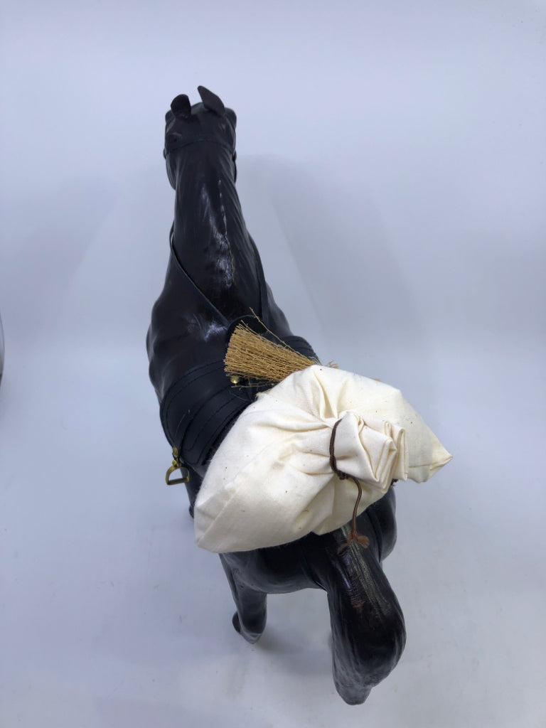 BYERS CHOICE HORSE W SACK AND PAILS.