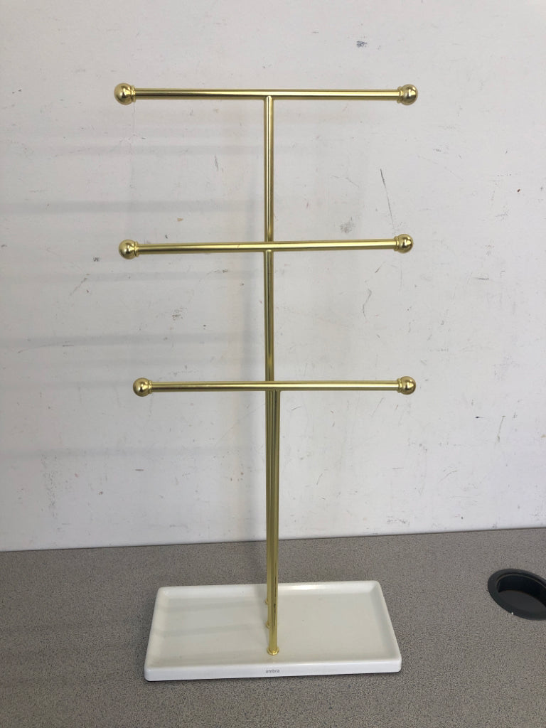 3 TIER GOLD METAL NECKLACE HOLDER.