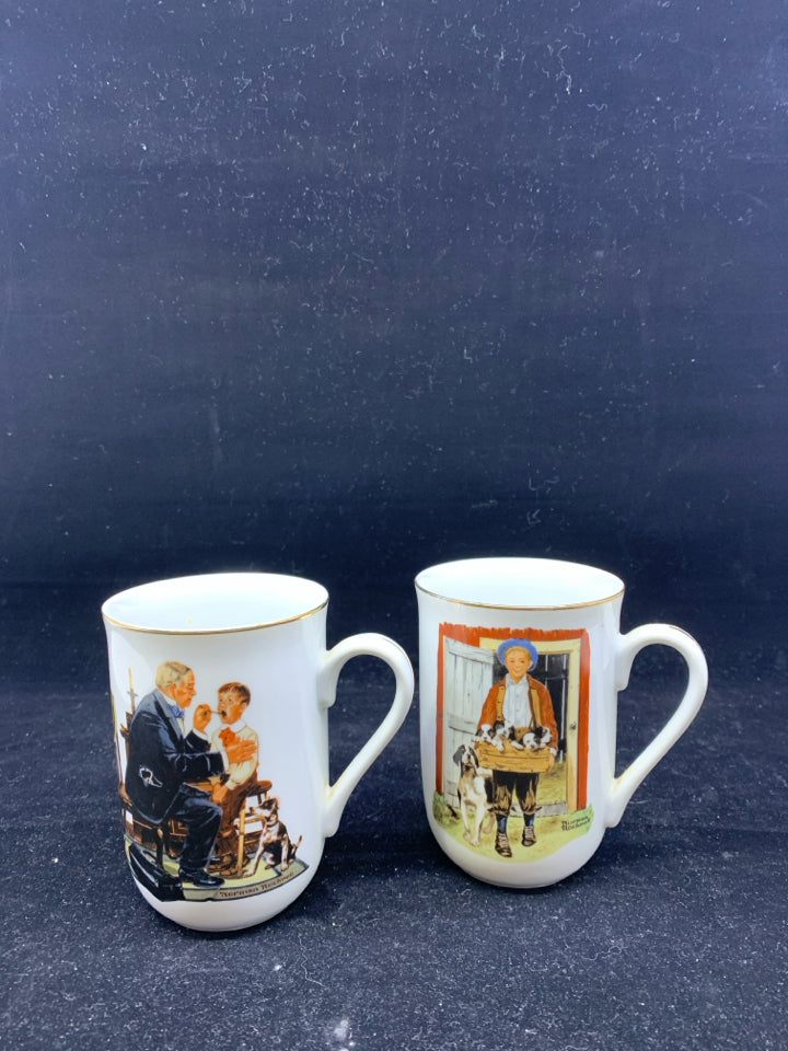 2 NORMAN ROCKWELL MUGS.