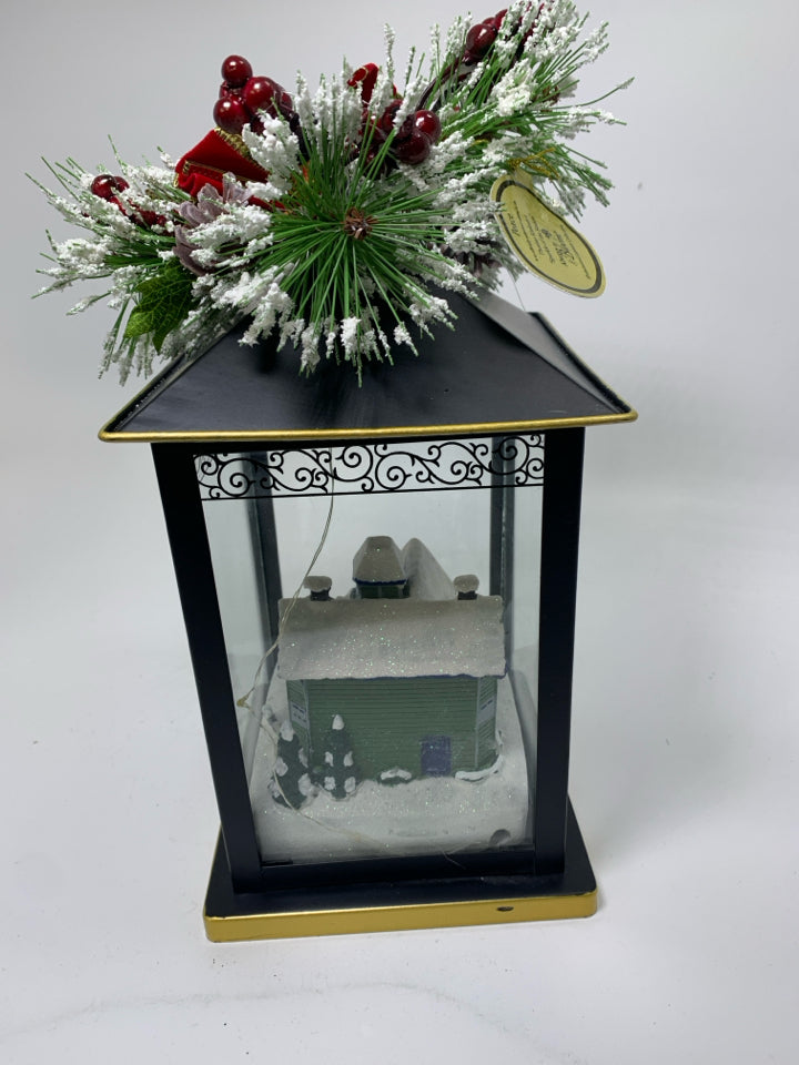 THOMAS KINKADE BRADFORD EXCHANGE JOY LANTERN "SPARKLE OF THE SEASON" LIGHTED.