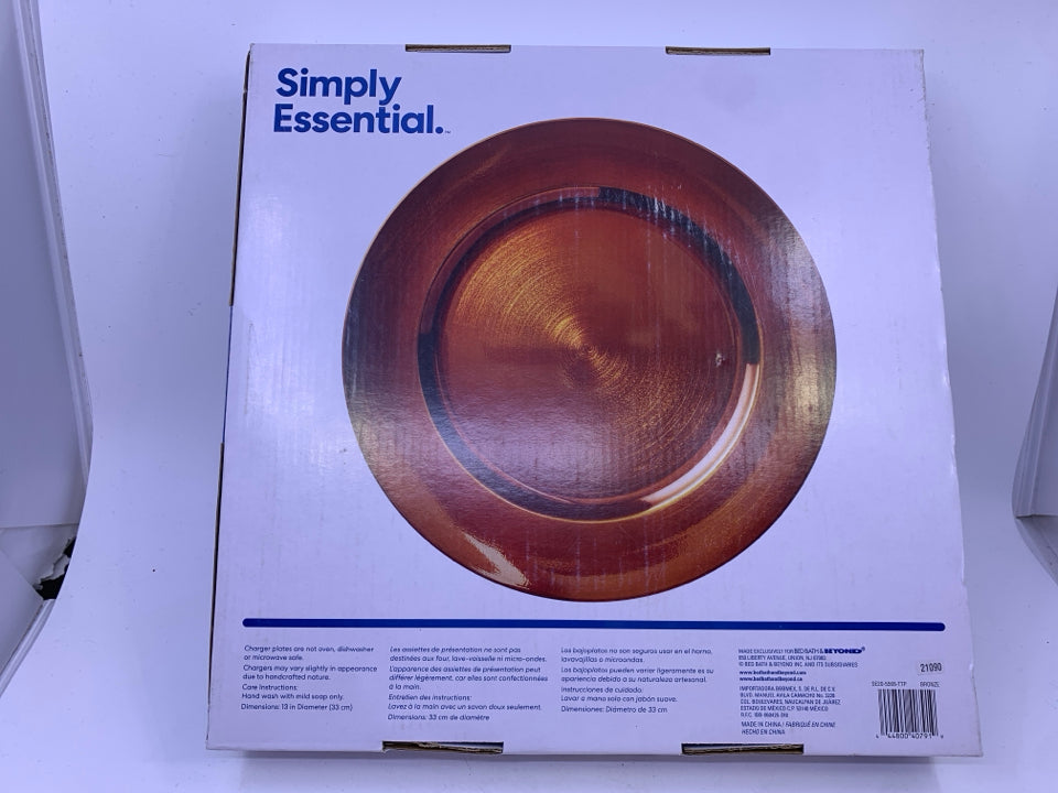 NIB 6 BURNT ORANGE/BRONZE CHARGER SIMPLY ESSENTIAL.