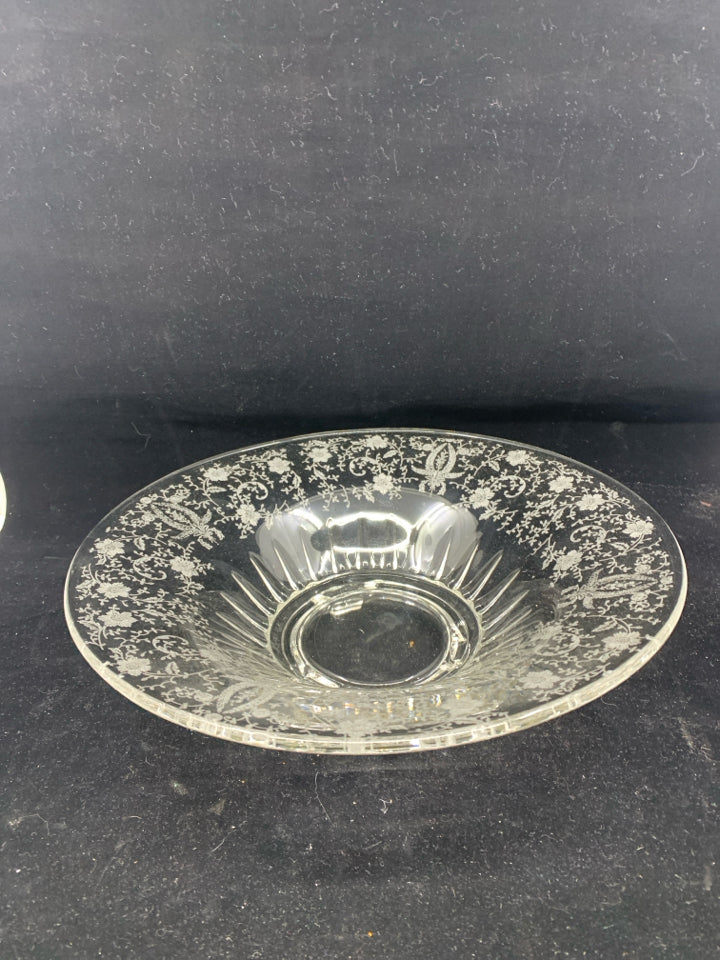 VTG ETCHED FLORAL BOWL.