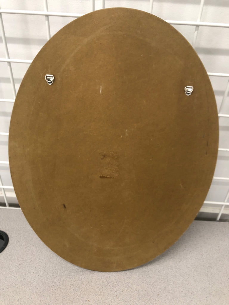 OVAL WOOD FRAMED ACORN PLASTER DECOR.