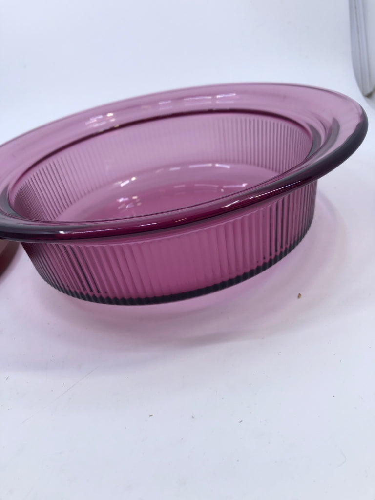 VTG PURPLE VISIONS RIBBED BOWL W LID.
