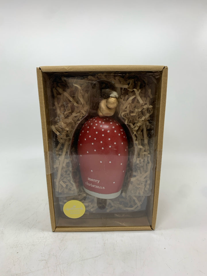 NIB RED BELL "MERRY CHRISTMAS" ORNAMENT.
