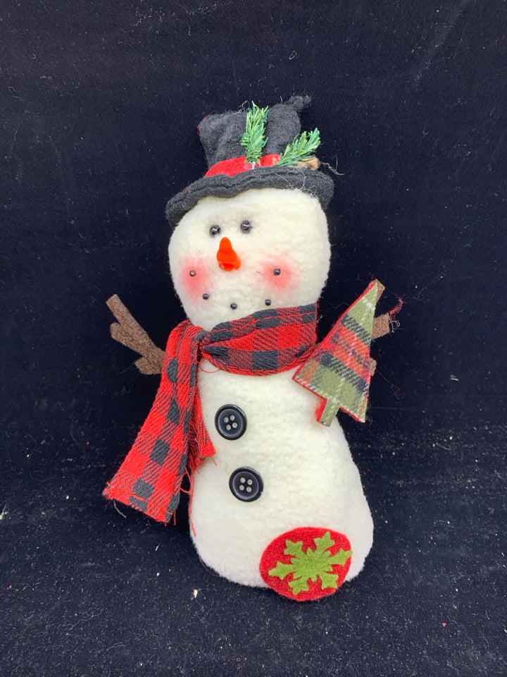 PLUSH SNOWMAN W RED SCARF.