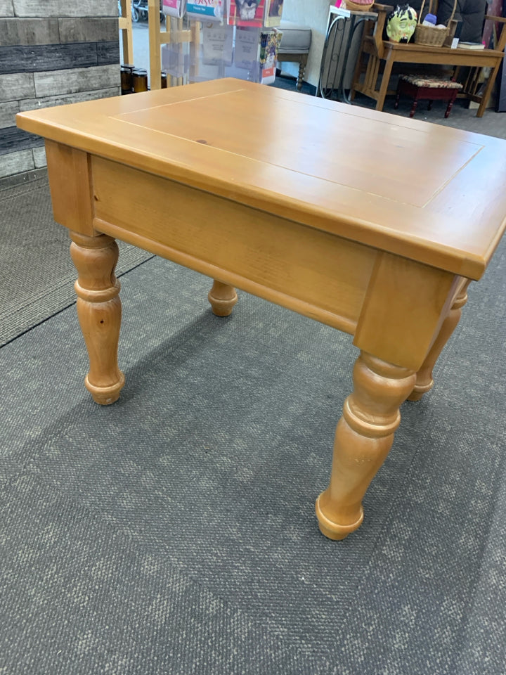 SOLID WOOD END TABLE.