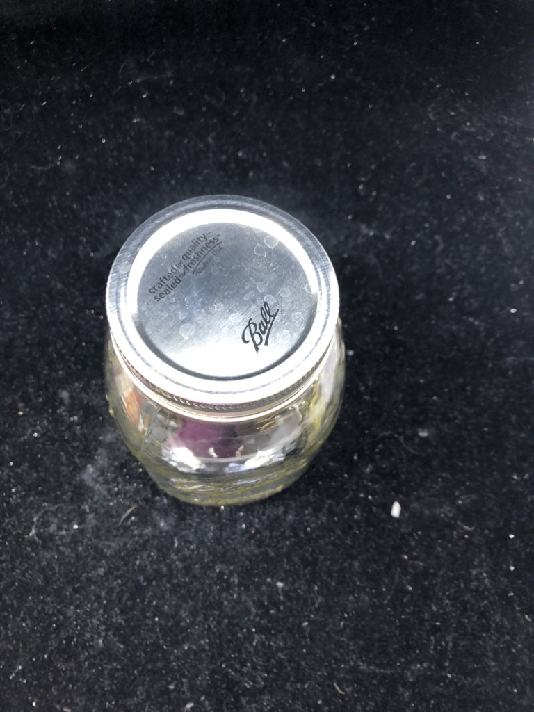 LARGE BALL GLASS MASON JAR W/LID.