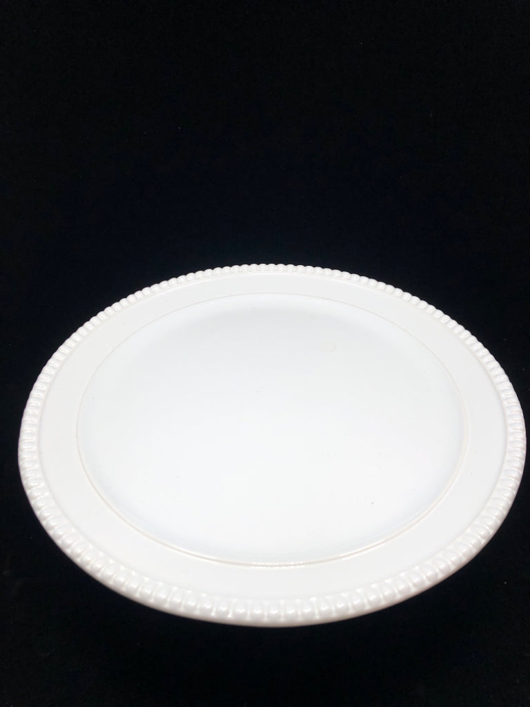 RAISED WHITE CAKE STAND W/GLASS COVER.