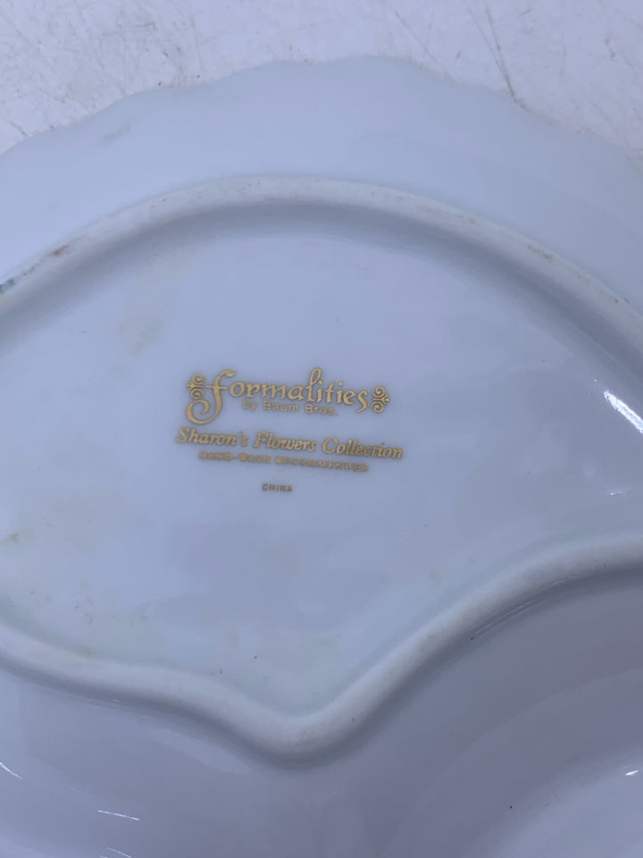 WHITE DIVIDED PLATTER W/ SUNFLOWERS.