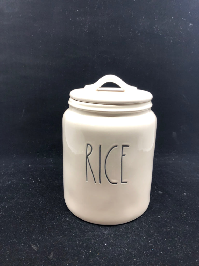 RAE DUNN RICE CANISTER.