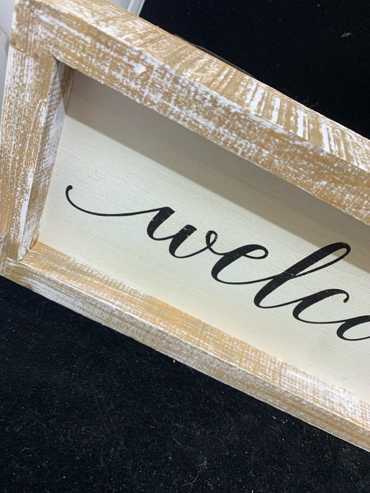 "WELCOME TO OUR HOME" DISTRESSED WOOD SIGN.