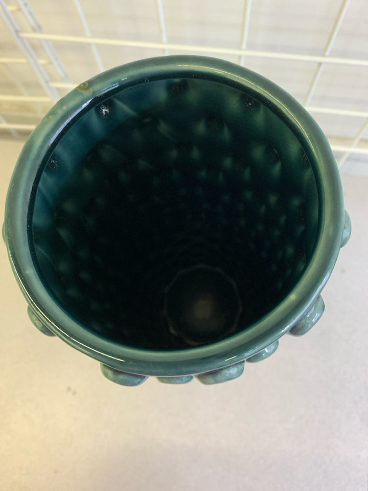 TALL DOTTED BLUE VASE.