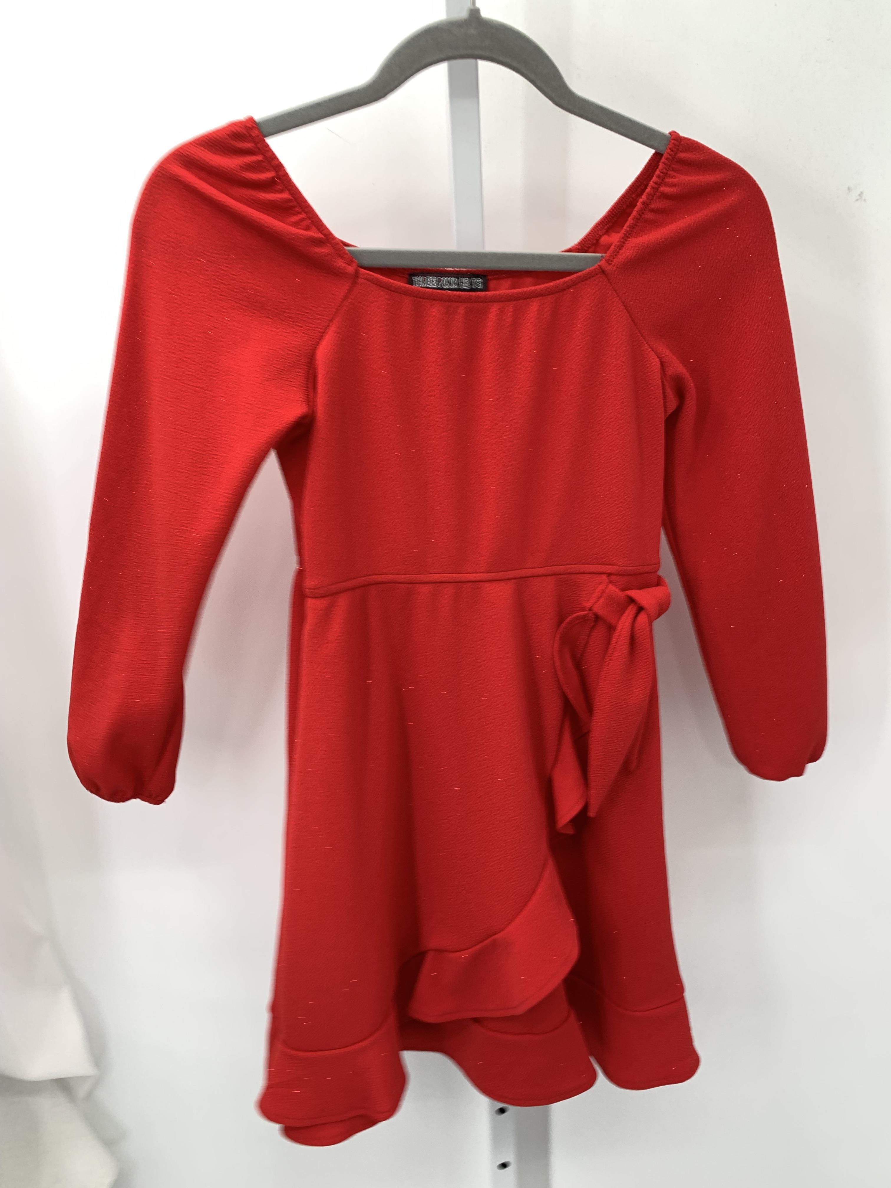 Three Pink Hearts Size Large Juniors Long Sleeve Dress