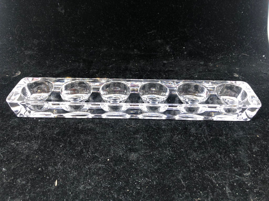 LARGE CLEAR RECTANGLE TEA LIGHT HOLDER.