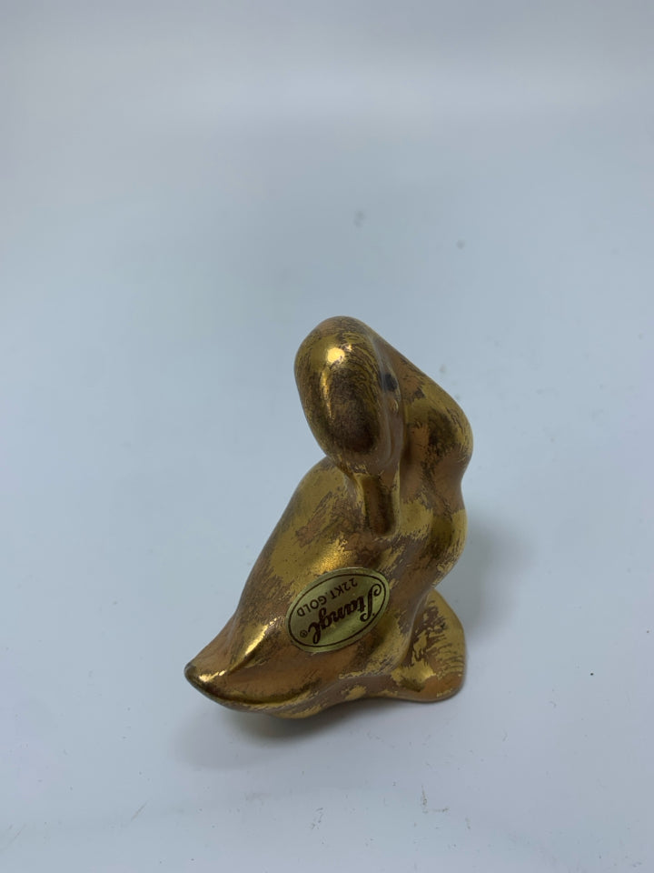 VTG GRANADA GOLD STANDING SLEEPING DUCK FIGURINE.