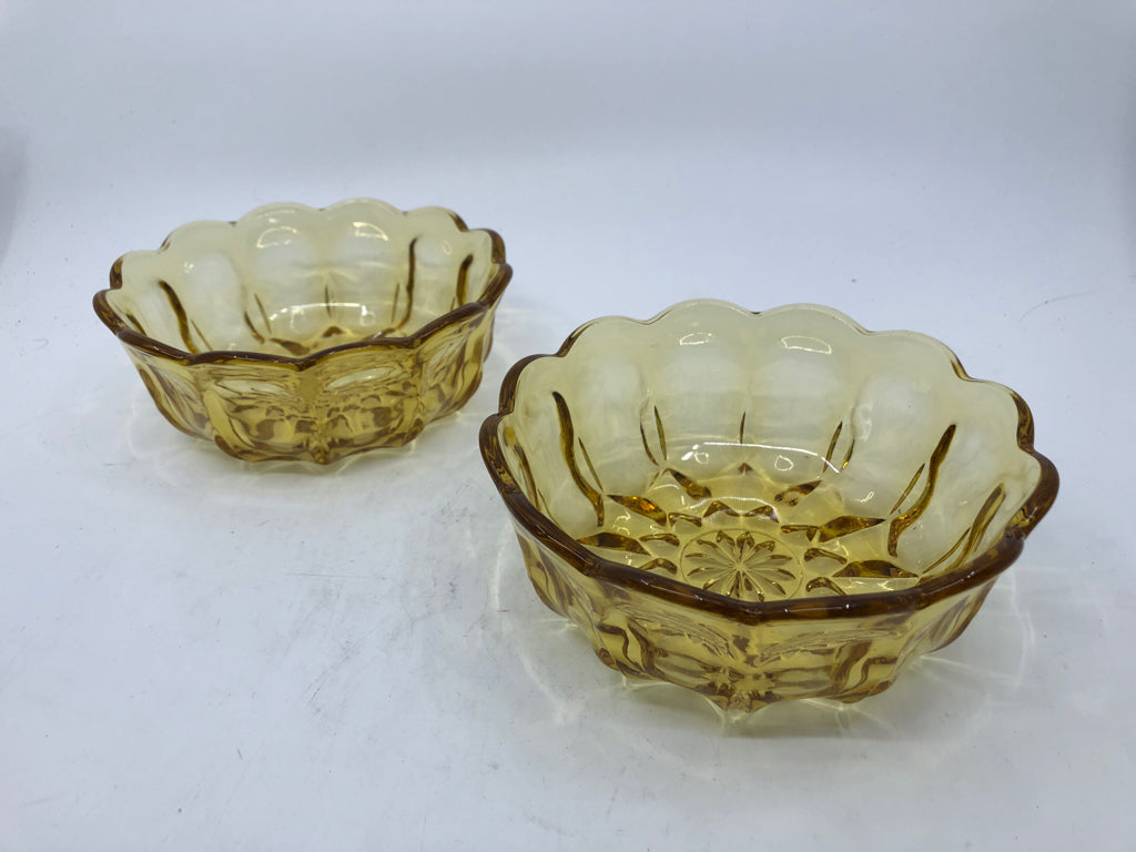 2 AMBER GLASS NUT BOWLS.